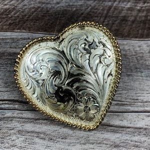 Vintage 80s Heart Belt Buckle Montana Silversmith Made In USA